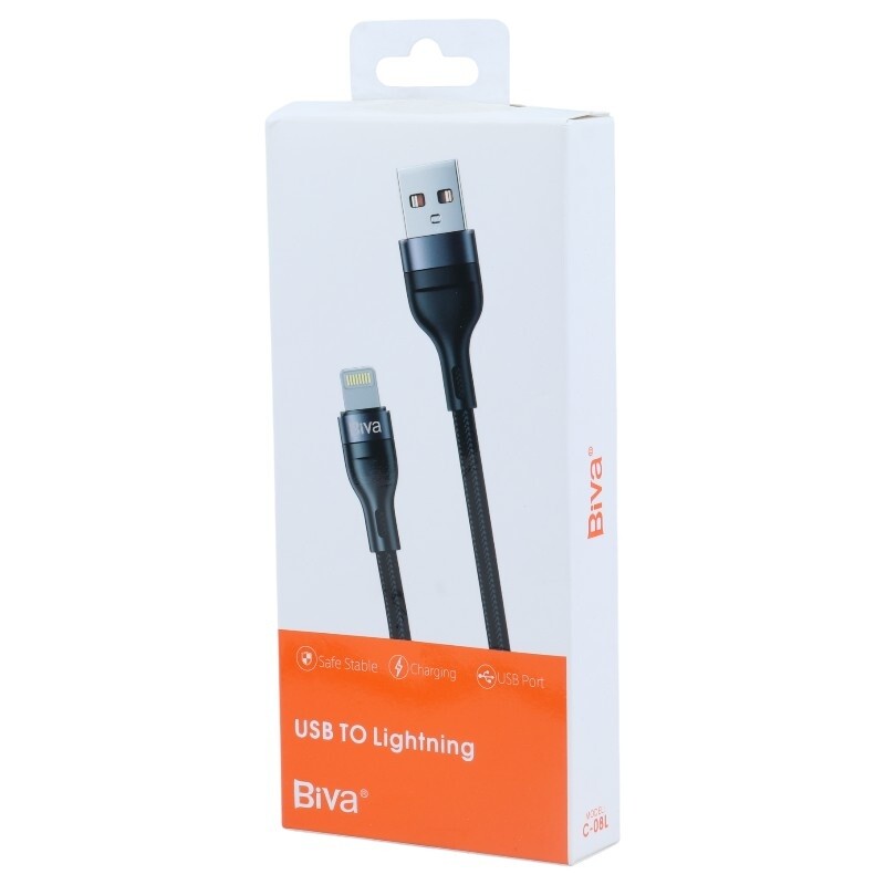 کابل لایتنینگ فست شارژ 2.4 آمپر بیوا C-08L طول 1 متر