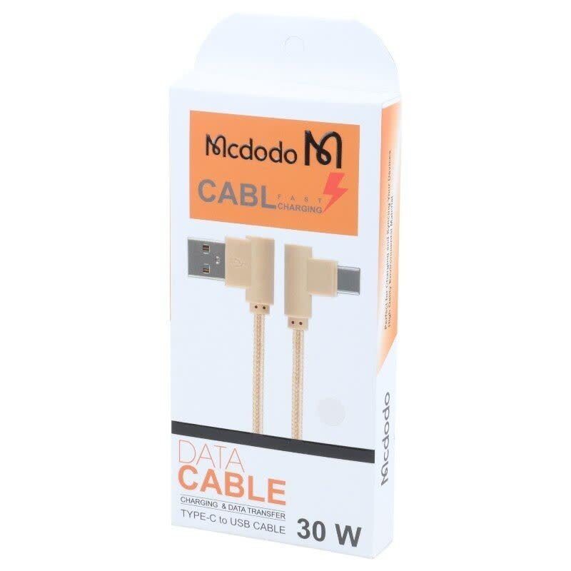 کابل تایپ سی فست شارژ 30 وات مک دودو Highcopy دو سر L طول 1 متر