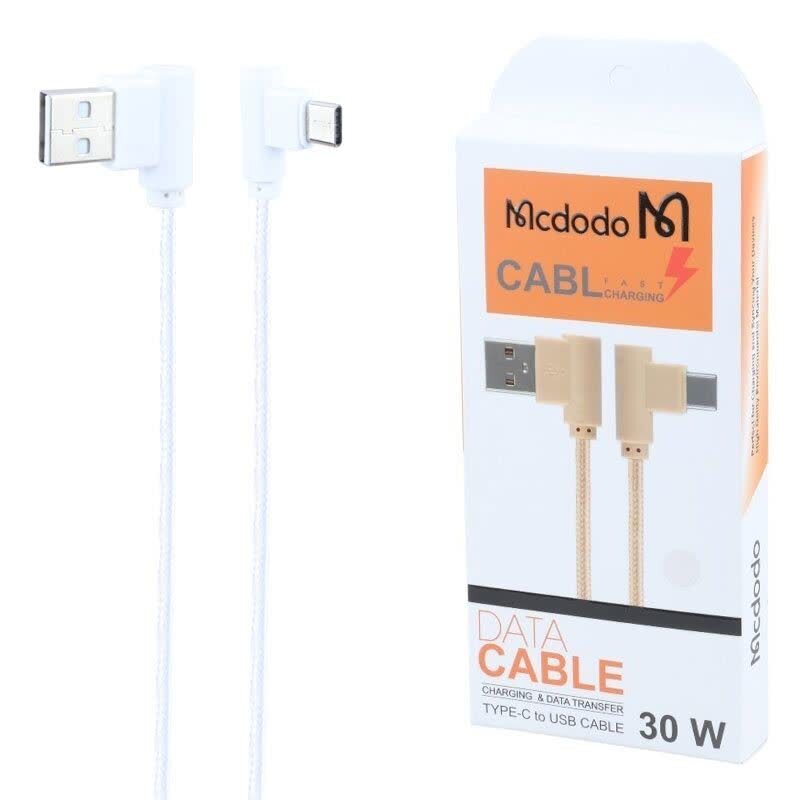 کابل تایپ سی فست شارژ 30 وات مک دودو Highcopy دو سر L طول 1 متر