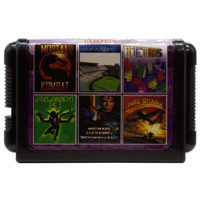 کارتریج شش لبه بازی مورتال کامبت و جام جهانی تکمو و تتریس و بیگانه 3 و مایکل جکسون و فایر شارک سگا کد DT-3206
