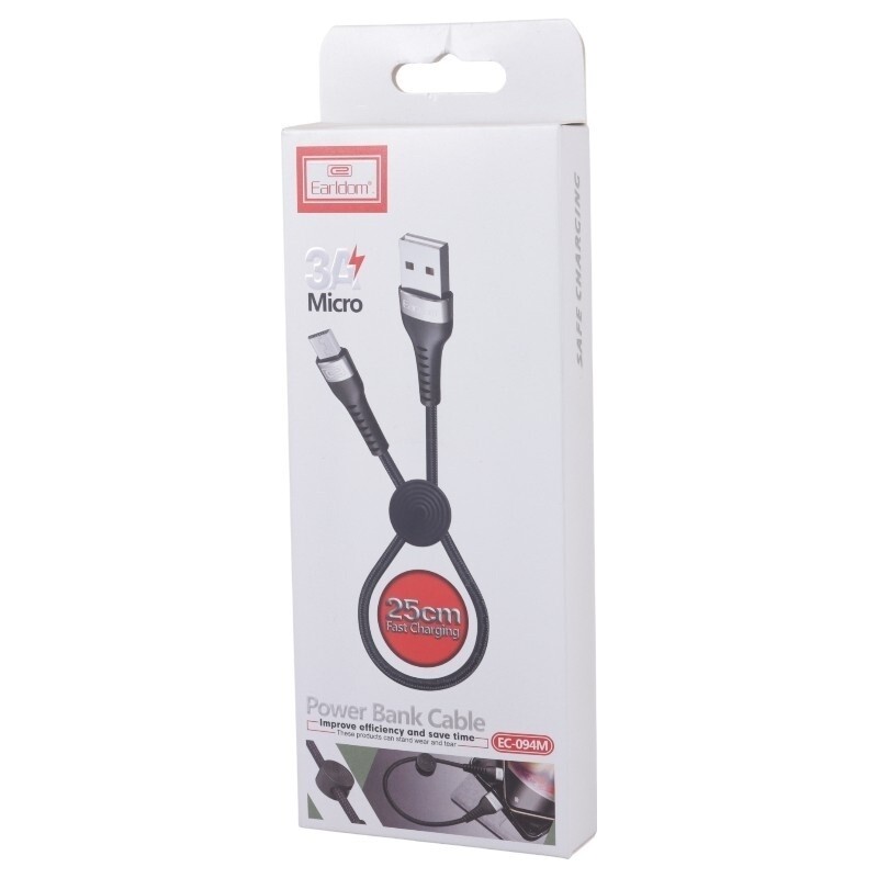 کابل کوتاه تایپ سی فست شارژ 3 آمپر ارلدام EC-094M طول 25 سانتی متر