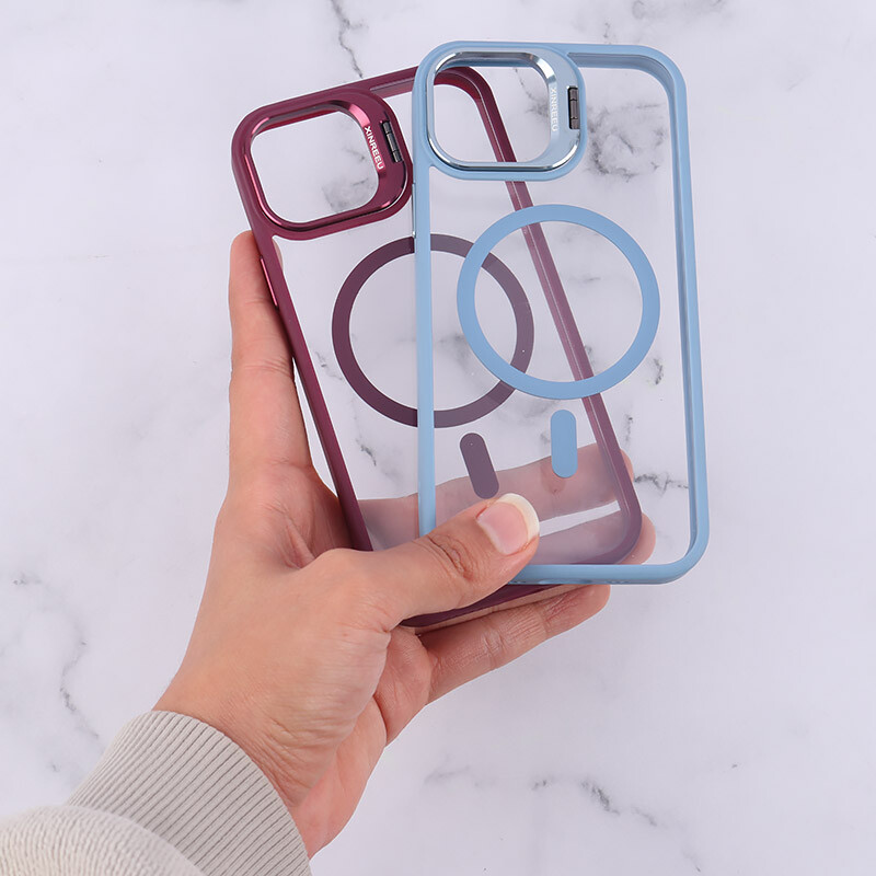 قاب PC مگ سیف استندشو با محافظ لنز رینگی آیفون iPhone 12 / 12 Pro