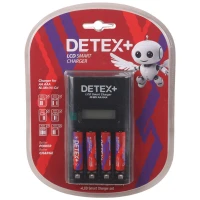 شارژر باتری Detex+ C-04 + چهار باتری شارژی نیم قلمی