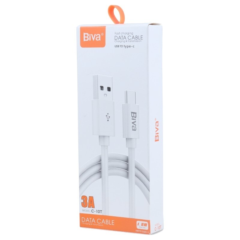 کابل تایپ سی فست شارژ 3 آمپر بیوا C-10T طول 1.2 متر