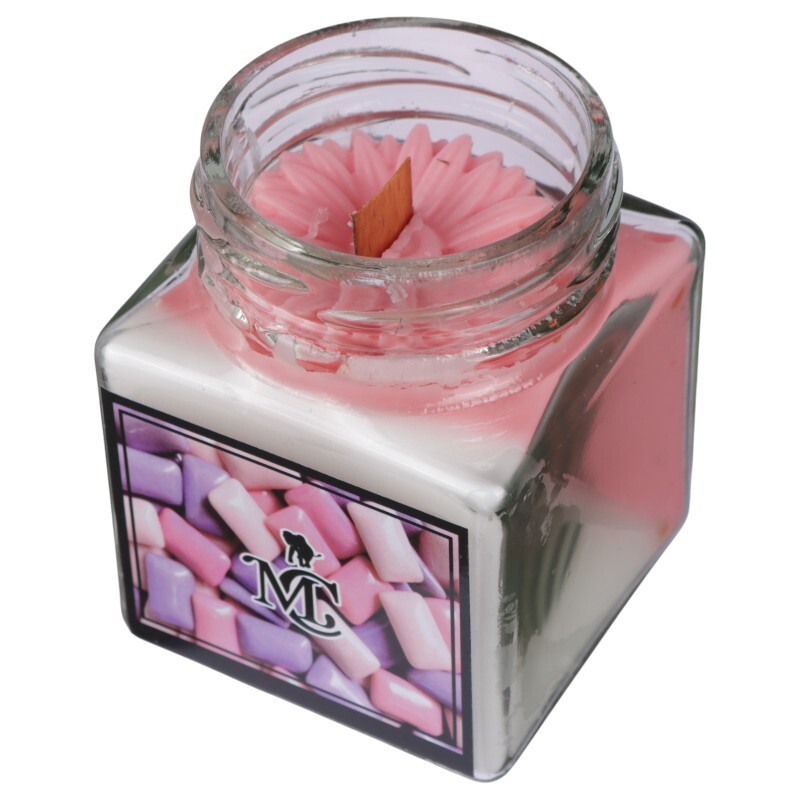 شمع شیشه ای عطری مکعبی دو رنگ ماموت کندل