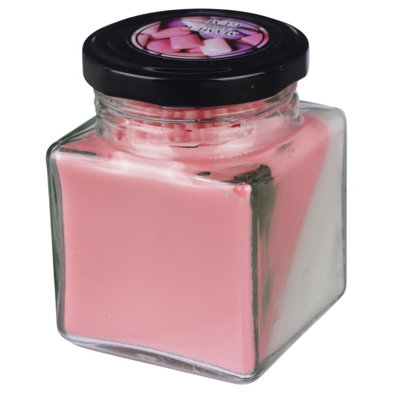 شمع شیشه ای عطری مکعبی دو رنگ ماموت کندل