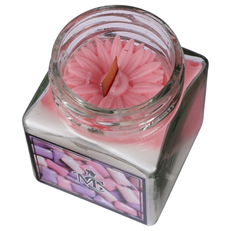 شمع شیشه ای عطری مکعبی دو رنگ ماموت کندل