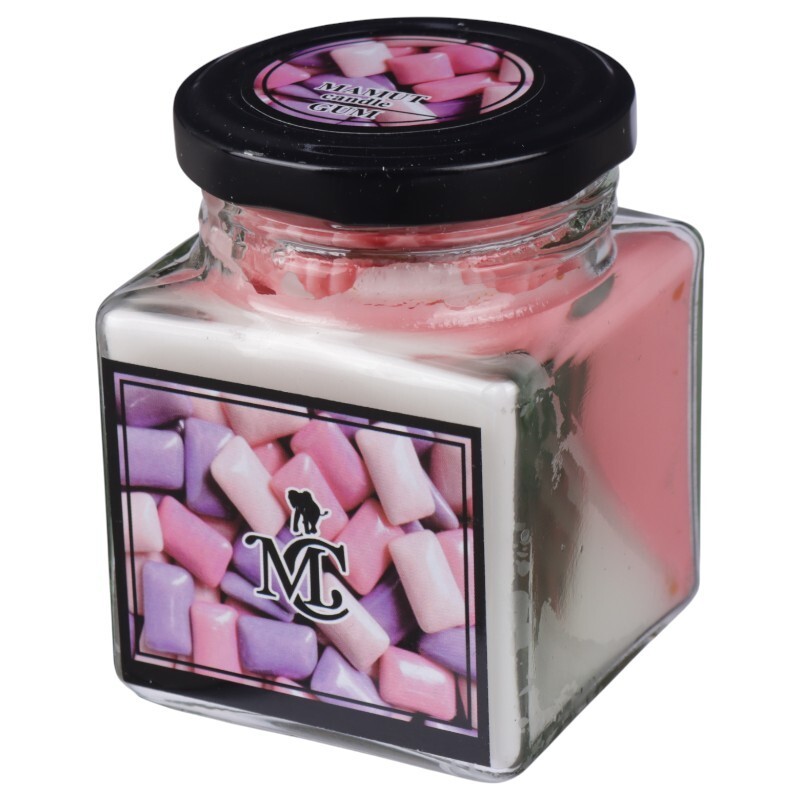 شمع شیشه ای عطری مکعبی دو رنگ ماموت کندل