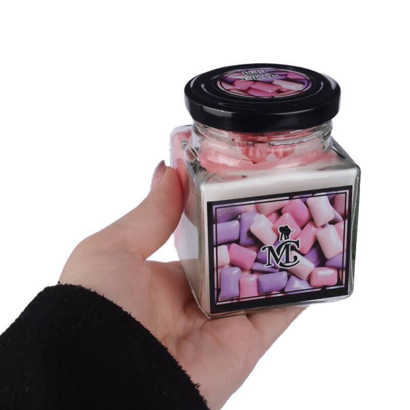 شمع شیشه ای عطری مکعبی دو رنگ ماموت کندل