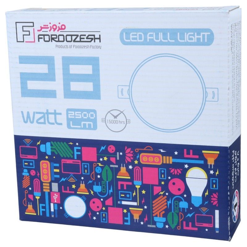 پنل تمام نور توکار گرد 28 وات فنر متغیر فروزش