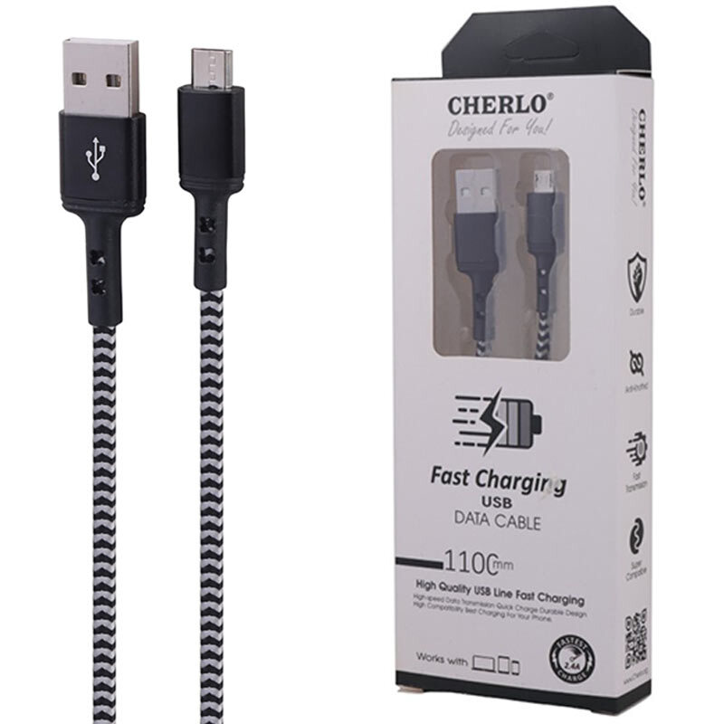 کابل میکرو یو اس بی فست شارژ 2.4 آمپر چرلو طول 1.1 متر کد 3
