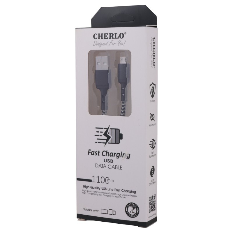 کابل میکرو یو اس بی فست شارژ 2.4 آمپر چرلو طول 1.1 متر کد 3