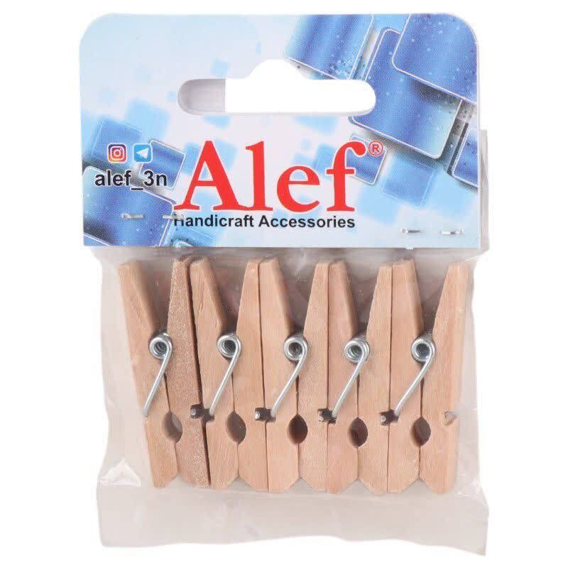 گیره چوبی ساده کوچک Alef بسته 5 عددی