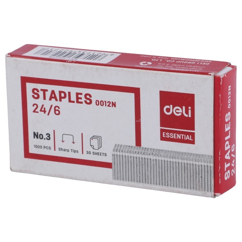 سوزن منگنه دلی Deli No.3 0012N سایز 24/6 بسته 1000 عددی