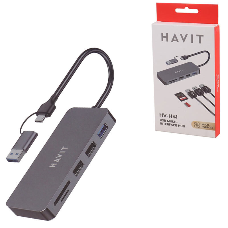 هاب 5 پورت Type-C /USB 3.0 هویت HV-H41
