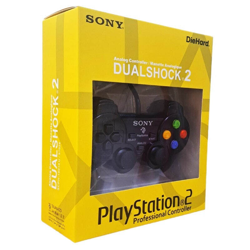 دسته بازی تک شوکدار Sony PS2 دکمه رنگی پک دار