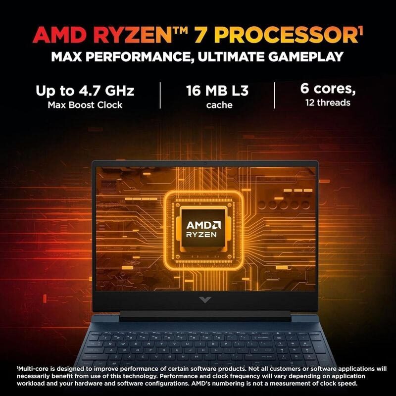 لپ تاپ گیمینگ اچ پی 15.6 اینچی Victus 15 fb3120AX Ryzen 7 7445HS 16GB 512GB SSD RTX3050