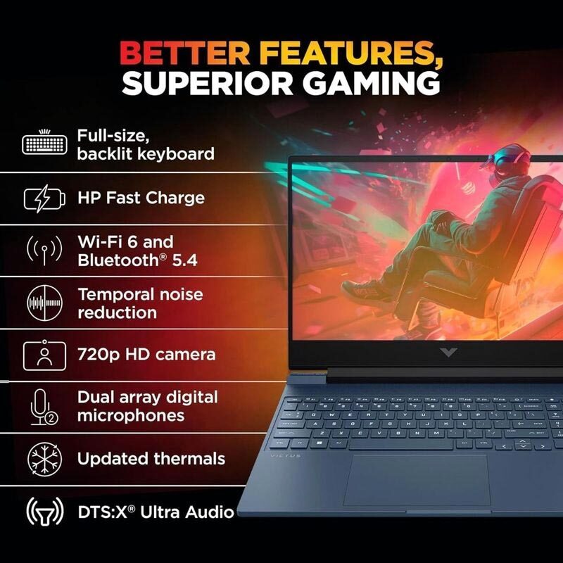 لپ تاپ گیمینگ اچ پی 15.6 اینچی Victus 15 fb3120AX Ryzen 7 7445HS 16GB 512GB SSD RTX3050
