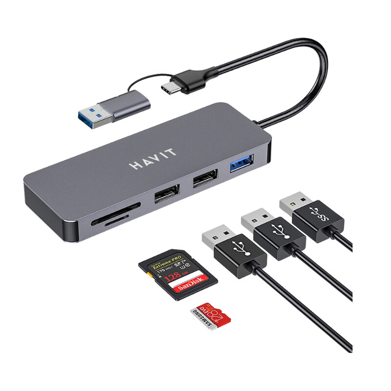 هاب 5 پورت Type-C /USB 3.0 هویت HV-H41