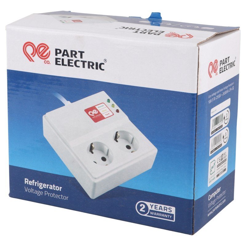 محافظ برق یخچال و فریزر 2 خانه ارت دار پارت الکتریک 817 با کابل 3 متری