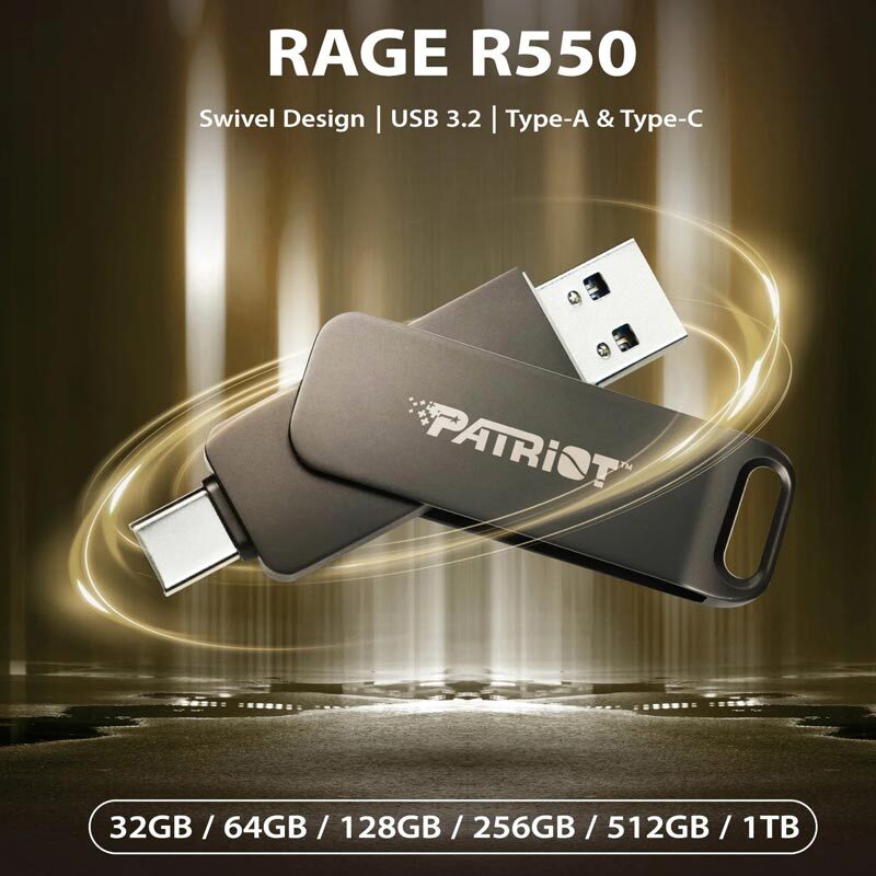 فلش 64 گیگ پاتریوت Patriot Rage R550 OTG Type-C USB3.2