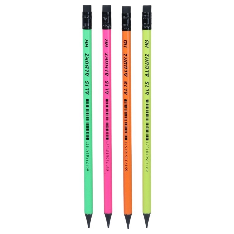 مداد مشکی پاک کن دار فلورسنت البرز بسته 72 عددی