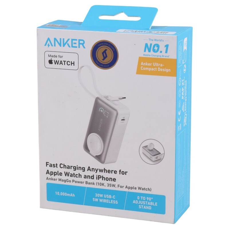 پاور بانک بی سیم فست شارژ انکر MagGo A1657 PD 30W ظرفیت 10000 میلی آمپر ساعت