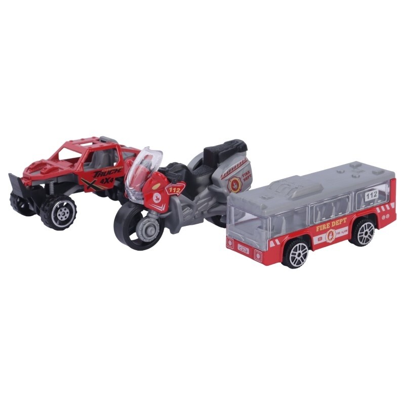 ماشین اسباب بازی فلزی آتش نشانی NO.1215A بسته 6 عددی