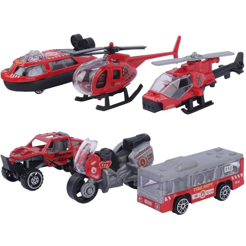 ماشین اسباب بازی فلزی آتش نشانی NO.1215A بسته 6 عددی