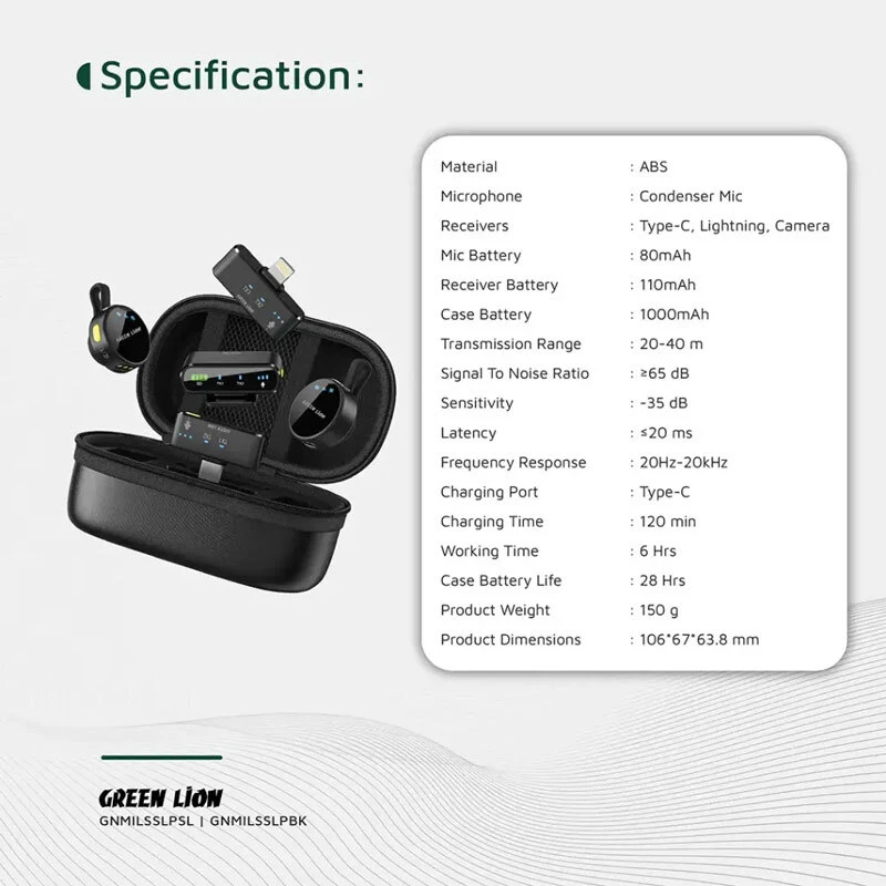 میکروفون یقه ای بی سیم Green Lion GM-85X