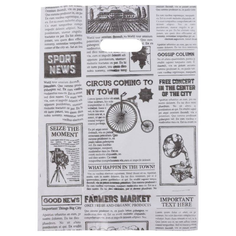 نایلون دسته دار مات طرح روزنامه سایز 40*30 سانتی متر بسته 1 کیلویی