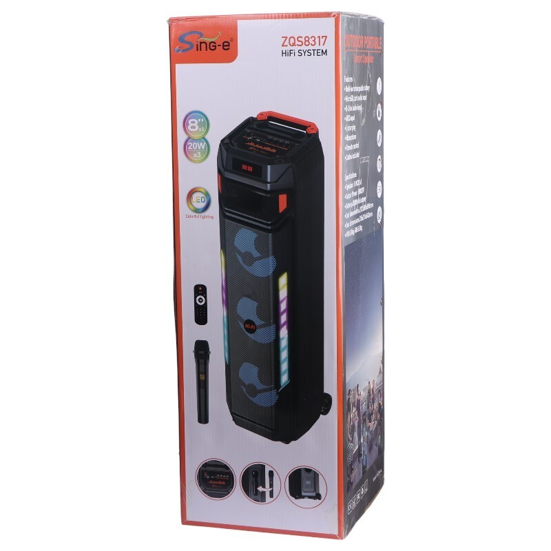 اسپیکر چمدانی بلوتوثی سینگ ای ZQS8317 + میکروفون و ریموت کنترل