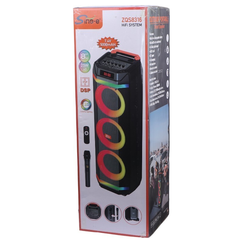 اسپیکر چمدانی بلوتوثی سینگ ای ZQS8316 + میکروفون و ریموت کنترل