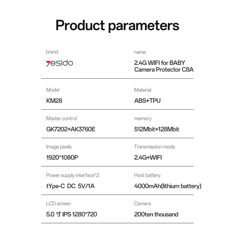 دوربین مراقب کودک با مانیتور Yesido KM28