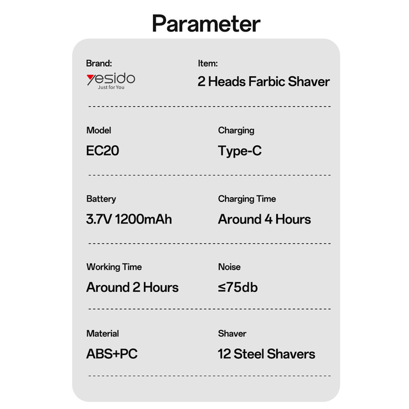 پرزگیر برقی لباس یسیدو EC20