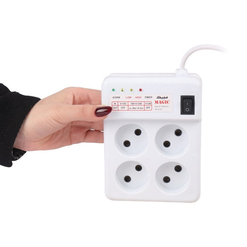 محافظ برق کامپیوتر و صوتی تصویری 4 خانه مجیک 402 با کابل 1.4 متری