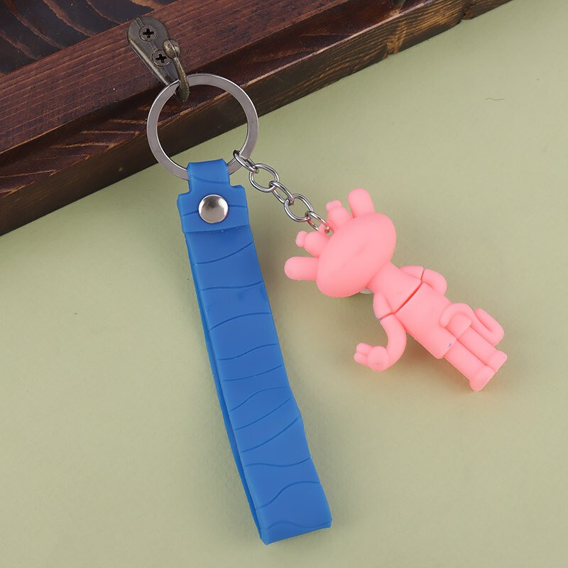 جاکلیدی سیلیکونی طرح پلنگ صورتی کد 2 + بند آویز