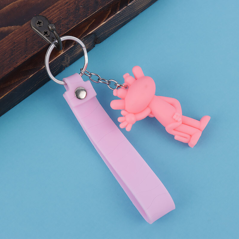 جاکلیدی سیلیکونی طرح پلنگ صورتی کد 1 + بند آویز