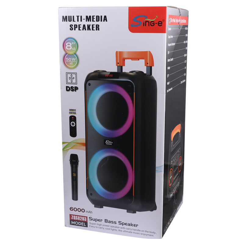 اسپیکر چمدانی بلوتوثی سینگ ای ZQS8263 + میکروفون و ریموت کنترل