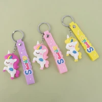 جاکلیدی سیلیکونی طرح اسب تک شاخ + بند آویز