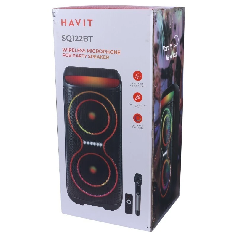 اسپیکر چمدانی بلوتوثی هویت SQ122BT + میکروفون و ریموت کنترل