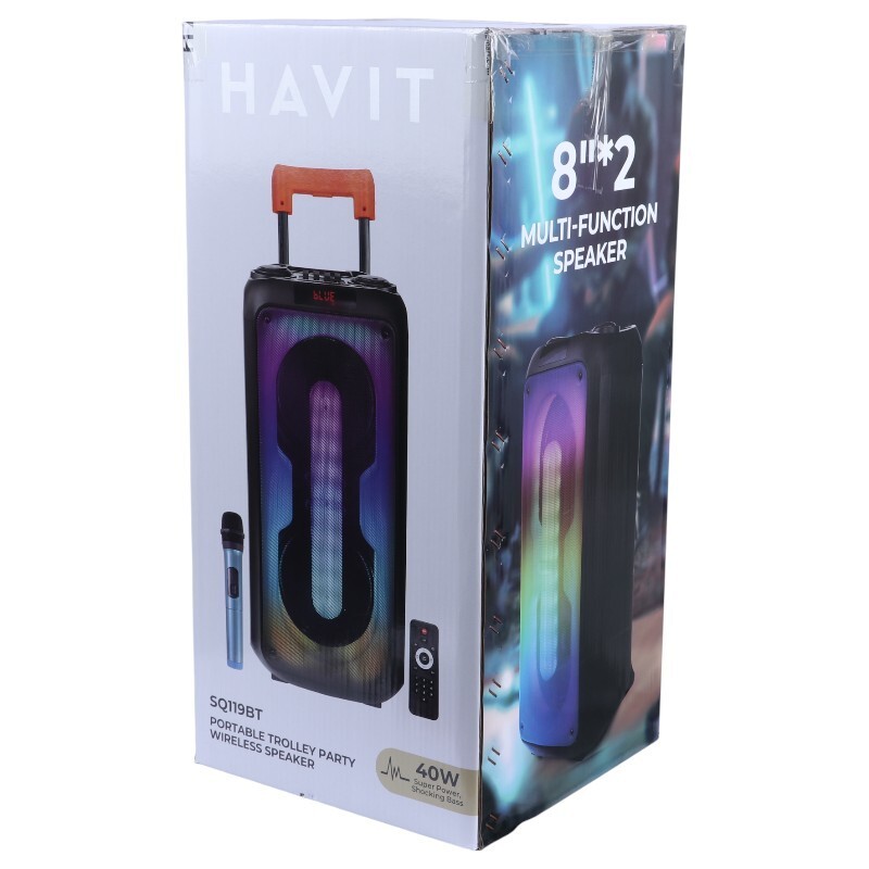 اسپیکر چمدانی بلوتوثی هویت SQ119BT + میکروفون و ریموت کنترل