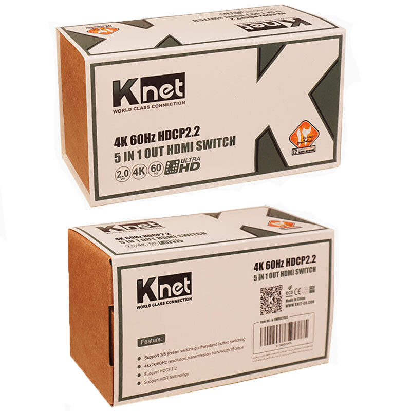 سوییچ 5 پورت HDMI کی نت K-S725 + ریموت کنترل