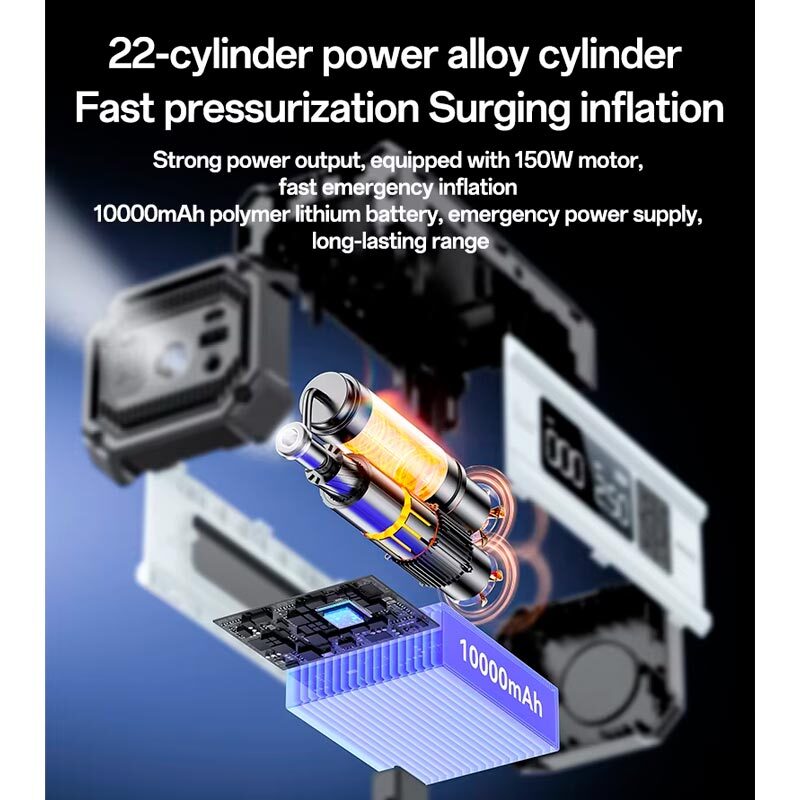 جامپ استارتر و پمپ باد و پاور بانک یسیدو VC13 ظرفیت 10000 میلی آمپر ساعت