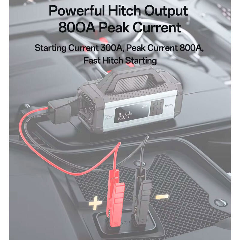 جامپ استارتر و پمپ باد و پاور بانک یسیدو VC13 ظرفیت 10000 میلی آمپر ساعت