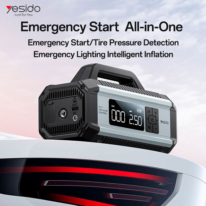 جامپ استارتر و پمپ باد و پاور بانک یسیدو VC13 ظرفیت 10000 میلی آمپر ساعت