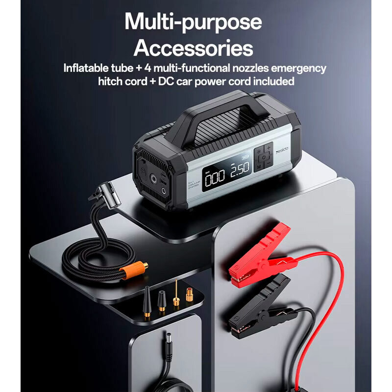 جامپ استارتر و پمپ باد و پاور بانک یسیدو VC13 ظرفیت 10000 میلی آمپر ساعت