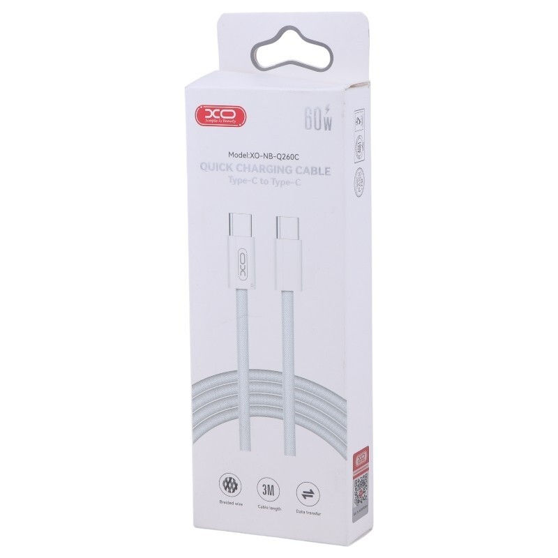 کابل دو سر تایپ سی فست شارژ 60 وات ایکس او XO-NB-Q260C طول 3 متر