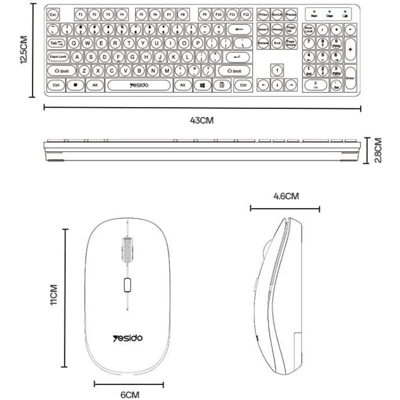 کیبورد و موس بی سیم یسیدو KB42