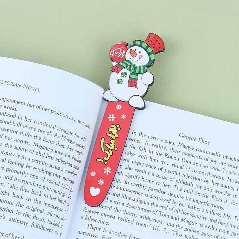 نشانگر کتاب چوبی رویال طرح یلدایی آدم برفی